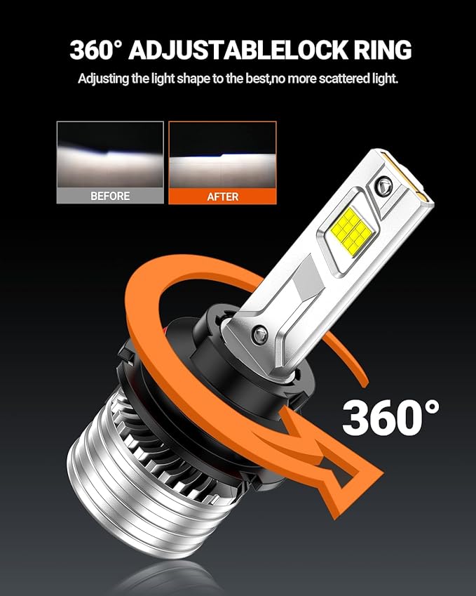 SEALIGHT 9007 Bulbs, X4I HB5 Headlight Fog Bulb with Adjustable Lock Ring, Cooling Fan, 70000LM Super Bright, Plug and Play, Fog Light, Pack of 2