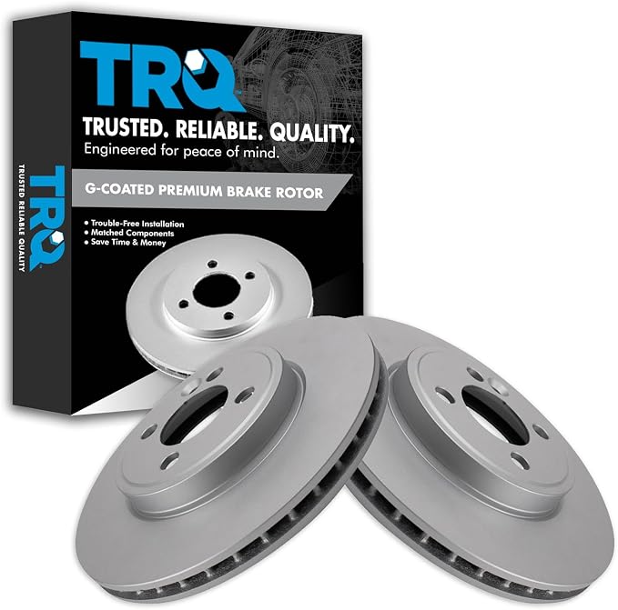 TRQ Front Brake Rotor Set G Coated Vented Compatible with 2007-2015 Mini Cooper