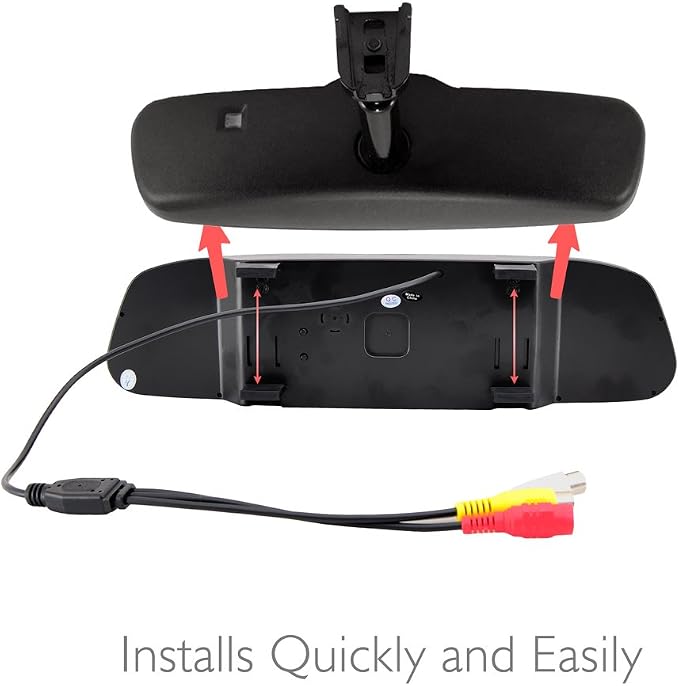 Pyle PLCM4340 Car Vehicle Rearview Backup Camera & Mirror Monitor Parking Kit, Waterproof Night Vision Cam, 4.3'' Screen, Distance Scale Lines, Night Vision
