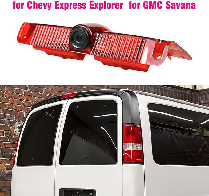 Vehicle Brake Light Backup Car Camera for Chevrolet Express/GMC Savana, Van Reversing Camera with Night Vision, 170° Wide Angle, IP68 Waterproof, 2003-2019 Models