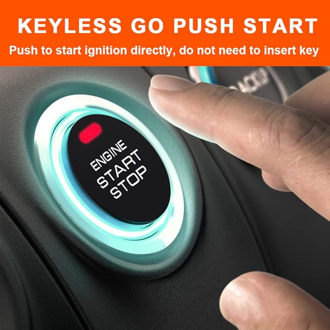 BANVIE Car Alarm System with Remote Starter and Engine Start Stop Push Button (Without Siren (Connect to car Horn))