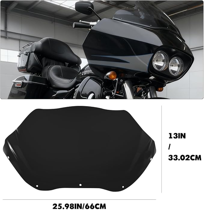 13" Wave Windshield Windscreen Compatible for 1996-2013 Harley Davidson Touring Road Glide EFI FLTRI/FLTR/FLTRU/FLTRXSE/FLTRXSE2/FLTRX/FLTRSEI for Road Glide Accessories, Smoke