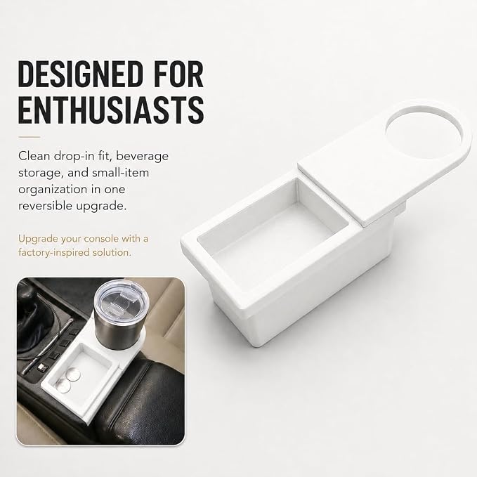 SplashNColor Ashtray Cup Holder for Porsche 924 924S 944 – Center Console Drop-in Insert | No Modification Required | Classic Sports Car Interior Drink Storage Accessory