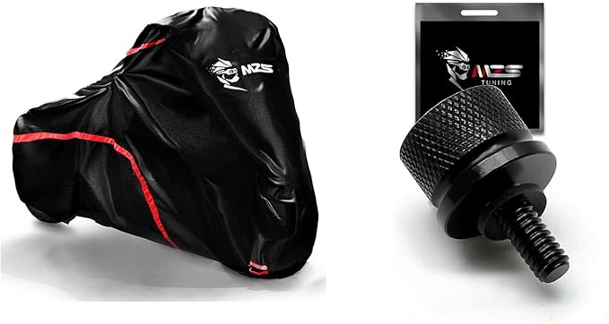MZS Motorcycle Cover, All Season Weather Outdoor Waterproof Protection + MZS Motorcycle Seat Bolt Screw Compatible with Dyna | Sportster | Road King | Softail | Electra/Road/Street Glide