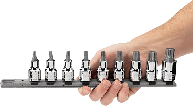 TEKTON Torx Bit Socket Set with Rail, 9-Piece | SHB92107