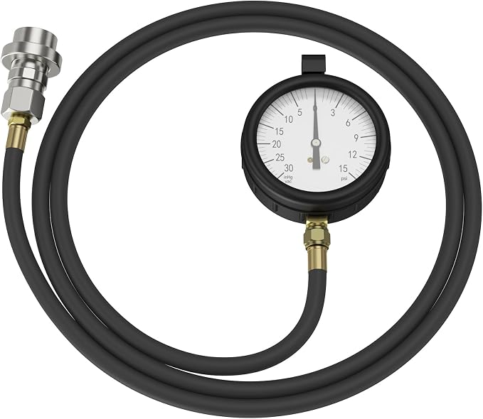 Moker TU-32-6 6.6L GM Duramax Diesel Fuel Pressure & Vacuum Test Kit – 3.5” Gauge with 6ft Hose & Quick Coupler – Accurate Fuel System Diagnostics for Duramax Engines