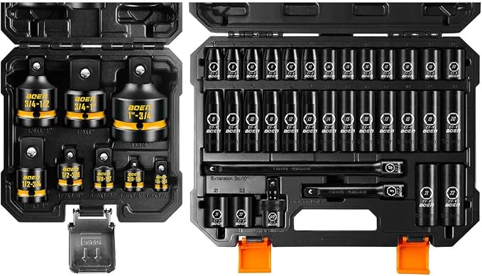 BOEN 33-Piece Metric Socket Set and 8-Piece Adapter/Reducer Kit Bundle