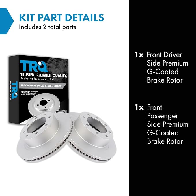 TRQ Front Brake Rotors Set Vented Premium G-Coated Compatible with 2013-2023 Ford F-250 Super Duty 2013-2024 F-350 Super Duty 2013-2016 F-450