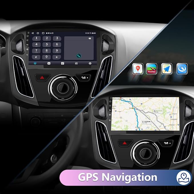 Car Radio for Ford Focus 2012-2017, 9 inch Touch Screen Android 15 Stereo with Bluetooth GPS Wireless CarPlay Andriod Auto [2GB+32GB]