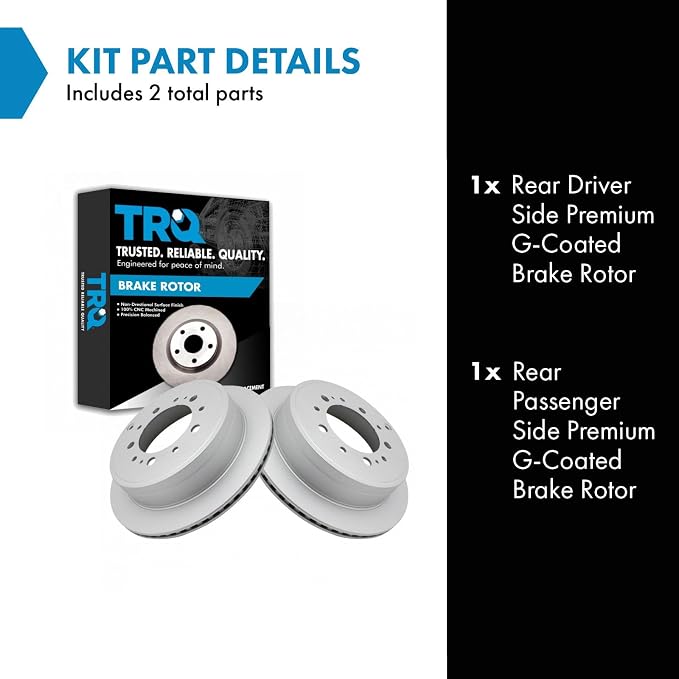 TRQ Rear Brake Rotor Set G Coated Vented Compatible with 2008-2021 Lexus LX570 2008-2021 Toyota Land Cruiser 2008-2022 Sequoia 2007-2021 Tundra