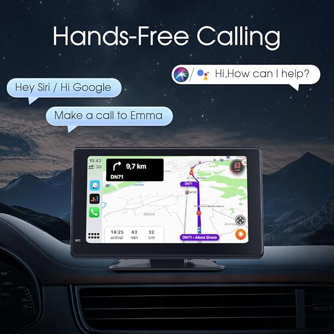 Haudio Portable Car Stereo,HD Touchscreen for All Vehicles,with Apple CarPlay & Android Auto with Backup Camera/Mirror Link/Voice Control/Bluetooth/GPS/AUX/FM Satellite Radio (7 inch)