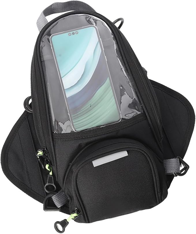 Rulbelok Nylon Motorcycle Tanks Bag with Touch Control Phone Pocket and Multiple Storage Compartments for Riders Motorcycle Tanks Bag Magnetic Waterproof
