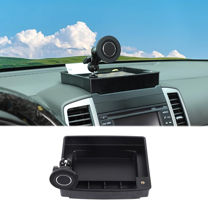 Dash Organizer Tray with Magnetic Phone Holder Compatible with Nissan Frontier 2009-2017,ABS Car Dashboard Storage Box Organizer Holder Tray Mobile Phone Mount Interior Accessories (Style-E)