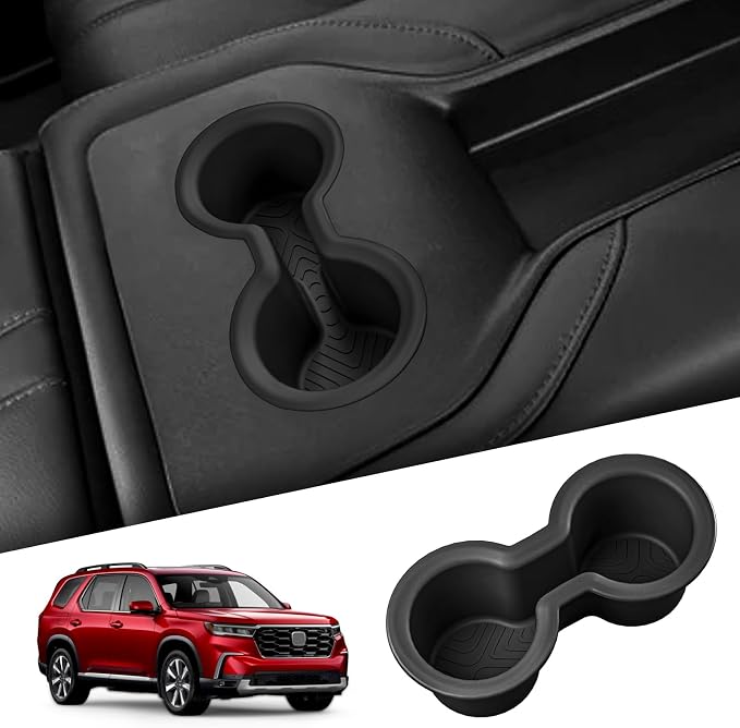 smabee 2nd Row Cup Holder Inserts for Honda Pilot 2023 204 2025 2026 TPE Accessories Drinks Holder Box Rear Cup Holder Insert Car Interior Black