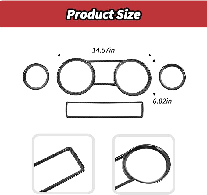 JeCar 4pcs for Mustang Carbon Fiber Interior Dash Vent Cover Trim Kit Fit for 2010-2014 Ford Mustang Interior Accessories