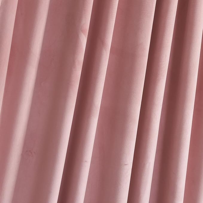 Roslynwood Luxury Soft Dusty Pink Velvet Curtains 96 inches Long Back Tab Thermal Insulated Blackout Window Drapes for Living Room/Bedroom/Dining Room, W52 x L96, 2 Panels