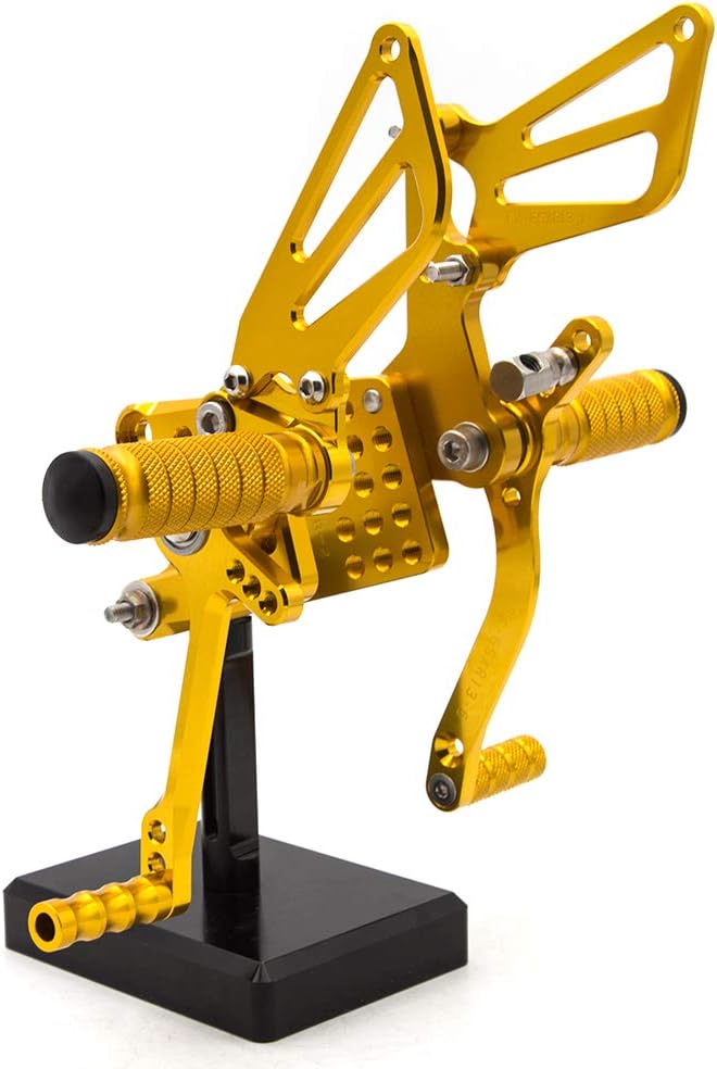 PROCNC Motorcycle Aluminum Rearsets Foot pegs Rear sets Footrest Fit for Suzuki GSXR1000 2000 2001 2002 2003 2004 GSXR750 1996-2005 SV650/SV650S SV1000/S 1998-2014 GSX600 2000-2005 (Gold)