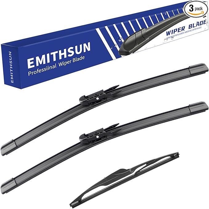 EMITHSUN® Windshield Wiper Blades Replacement for Ford Focus 2012-2018,That Meet OEM Quality Front Rear Wipers Blade Set for My Car-28"+28"+12"(Set of 3)