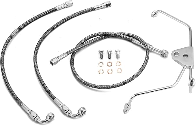 Mofun 43" Extended Length Non-ABS Hydraulic Front Brake Line Kit Stainless Steel Compatible with Harley Touring Street Glide Electra Road Glide Road King 2008-2013, Fit 10"-12" Handlebar Black