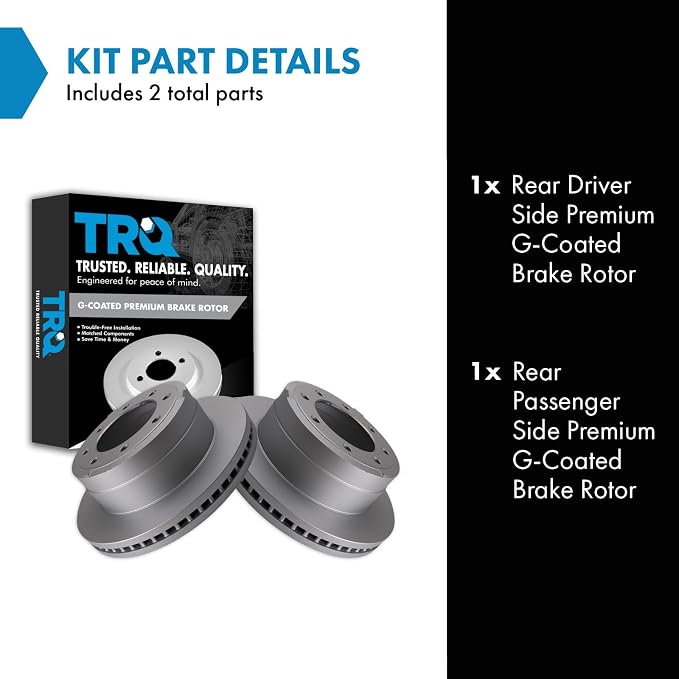 TRQ Rear Brake Rotors Set Vented Premium G-Coated Compatible with 2013-2022 Ford F-250 Super Duty F-350 Super Duty
