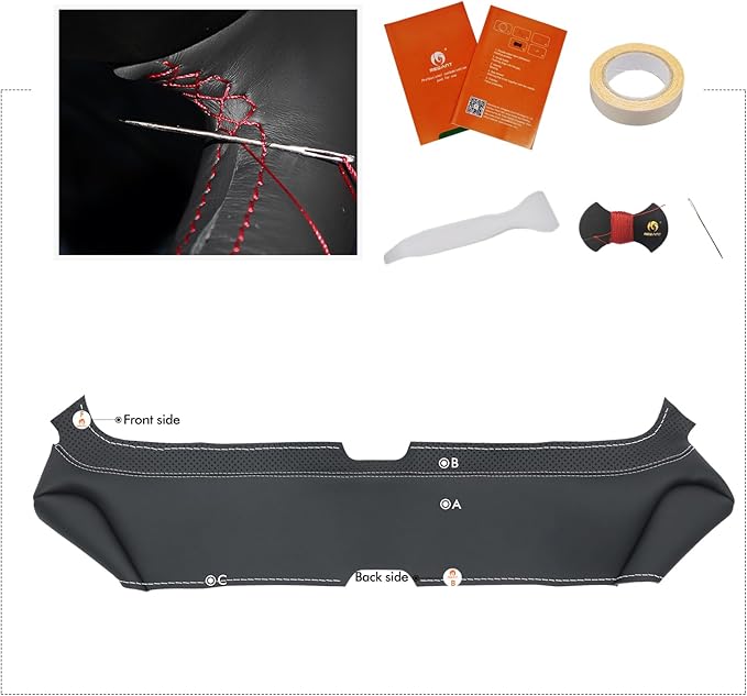 MEWANT Hand Sewn Steering Wheel Cover for Tesla Model S Yoke 2021-2023 Model X Yoke DIY Steering Wheel Protector Wrap