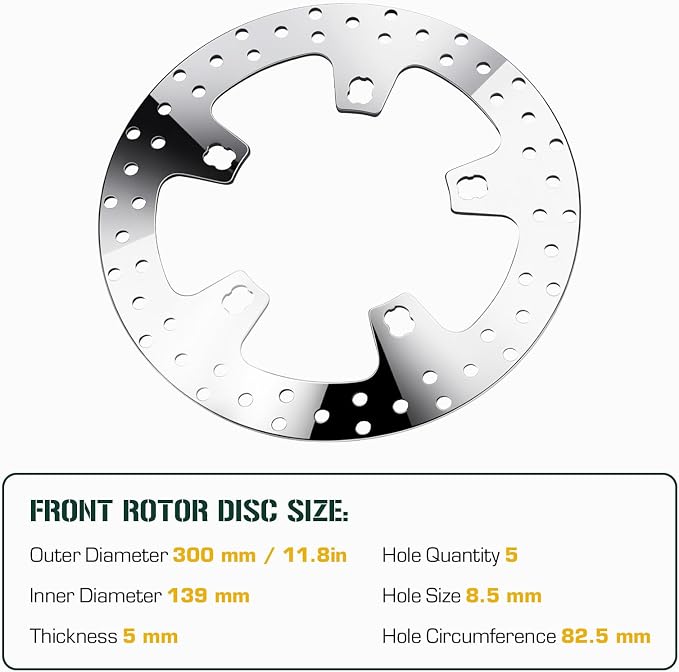Youxmoto 11.8" Front Brake Rotors and Bolts 2014-2022 for Harley Road King/Road Glide/Electra Glide/Street Glide Brake Dics Rotor, 41500017