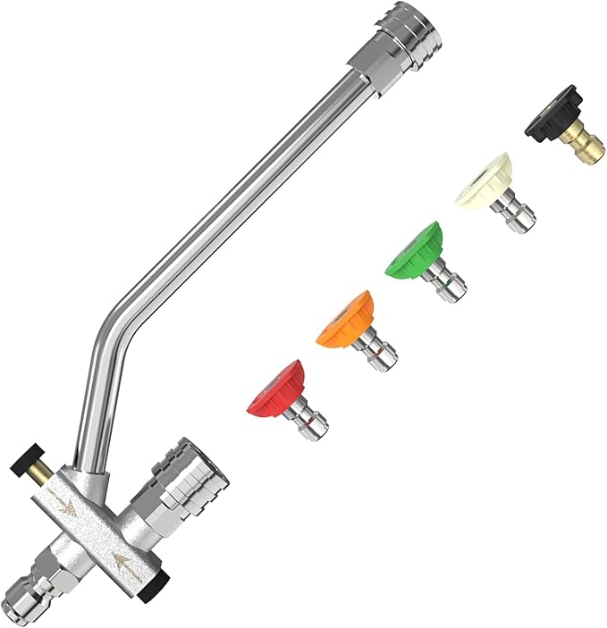 Foam Cannon Dual-Connector Accessory for Pressure Washer, Double Tip Attachment for Soap Cannon, 5 Pressure Washer Sprayer Nozzles, 1/4" Quick Connect