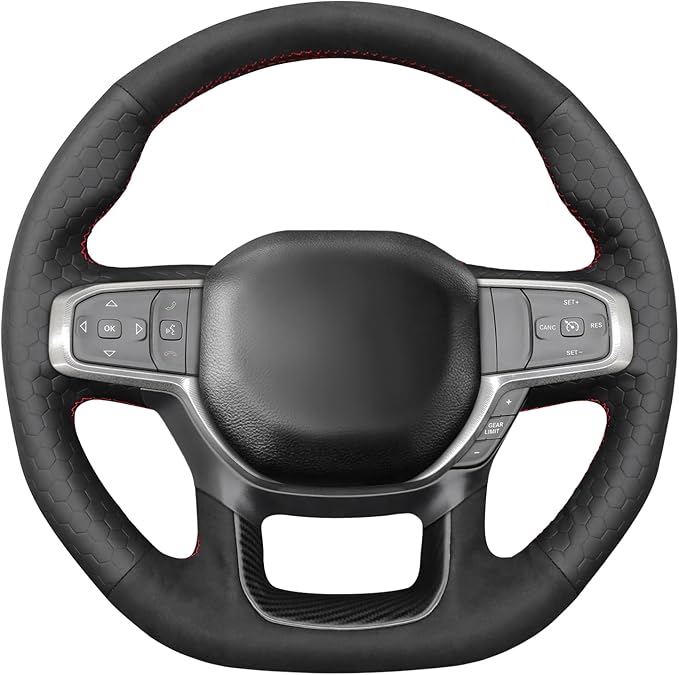 MEWANT Steering Wheel Covers for Dodge Ram 1500 TRX 2021-2024 Hand-Stitched Steering Wheel Wrap