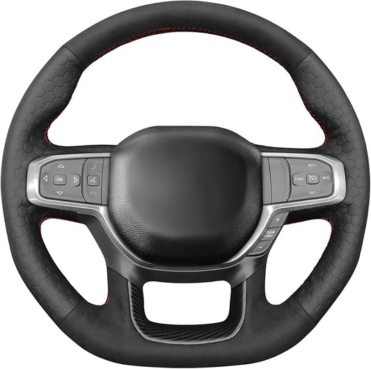 MEWANT Steering Wheel Covers for Dodge Ram 1500 TRX 2021-2024 Hand-Stitched Steering Wheel Wrap