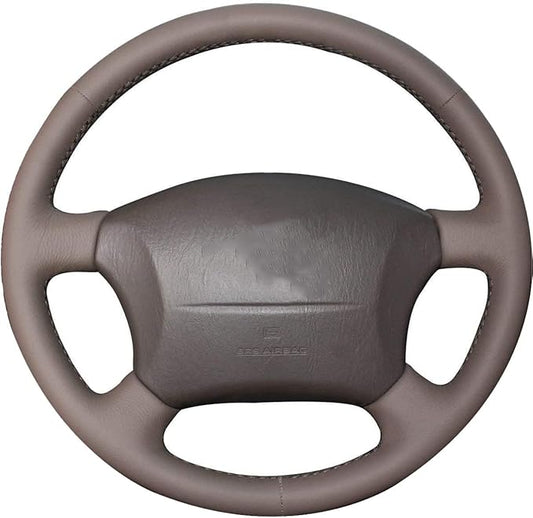 Loncky Custom Fit Dark Brown Genuine Leather Steering Wheel Cover for Toyota Land Cruiser 1995 1996 1997 1998 1999 2000 2001 2002 Accessories Car Interior Hand Stitched OEM Parts