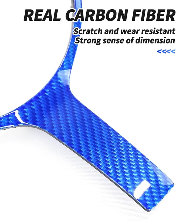 Carbon Fiber Steering Wheel Trim Cover Replacement Compatible with BMW F-Chassis 1/2/3/4/5/6 Series Fits F22 F30 F32 F10 F12 F15 X5M X6M, Car Interior Decorative Modification Accessories