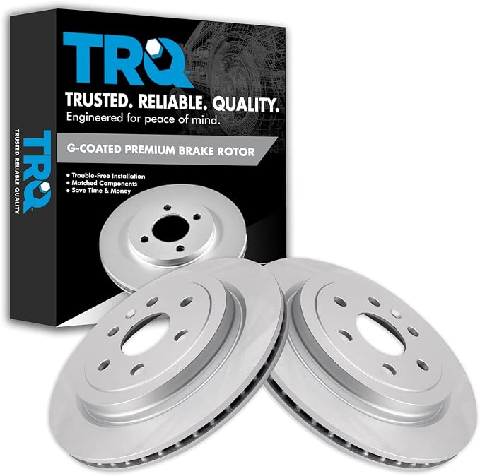 TRQ Rear Brake Rotor Set G Coated Vented Compatible with 2010-2016 Cadillac SRX 2011 Saab 9-4X