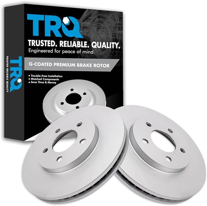 TRQ Front Brake Rotor Set Coated Compatible with 2005-2010 Ford Mustang Base Model