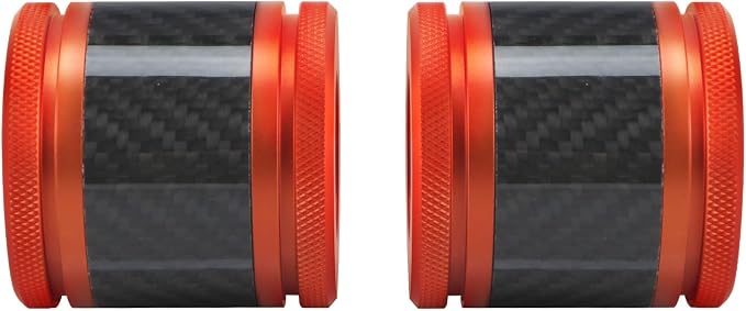 Crash Bar Sliders End Caps CNC Carbon Fiber Inlay Decorative Sliders Fits for 1.25" Front Engine Guard Rear Saddlebag Guard CNC 60mm (Orange)