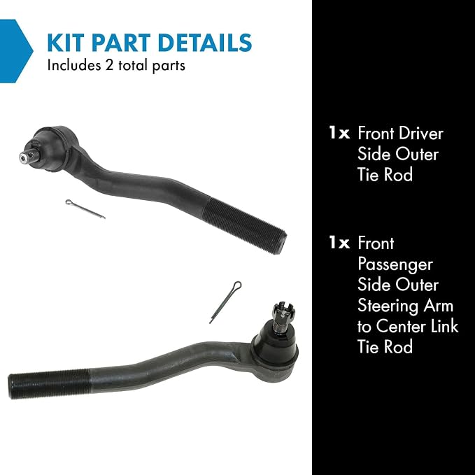 TRQ Front Outer Tie Rod Set 2 Piece Compatible with 1999-2004 Jeep Grand Cherokee