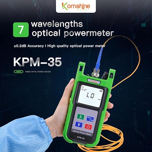 Optic Fiber Power Meter KomShine KPM-35 w/ 7 Wavelengths 850 980 1300 1310 1550 1625nm + Optical Fiber Singlemode Light Source KLS-35 1310/1550nm Support Self Calibration