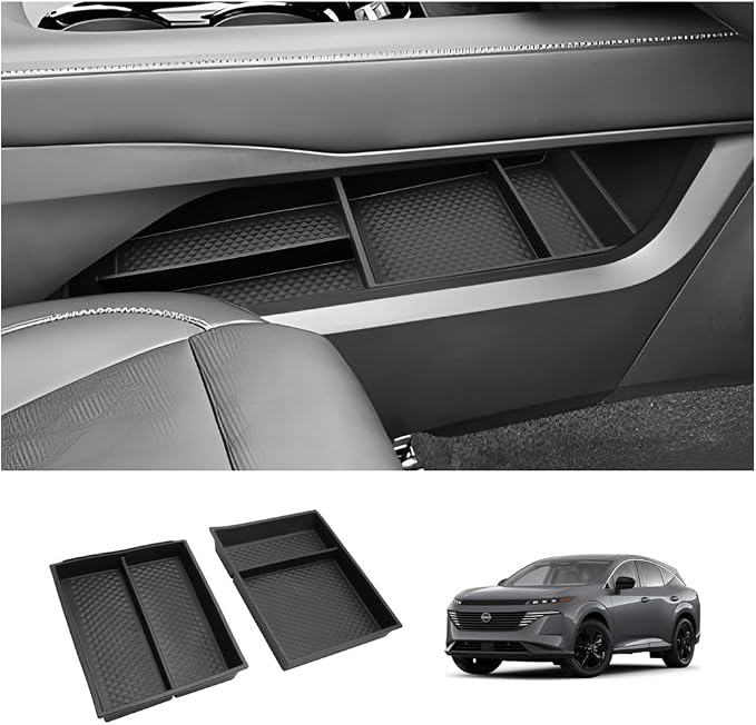 LUWU 2026 Murano Lower Center Console Organizer Compatible with 2025 2026 Nissan Murano SL/SV/Platinum Accessories Armrest Console Organizer Armrest Insert Tray Murano 2026 Accessories Black 2-Pack