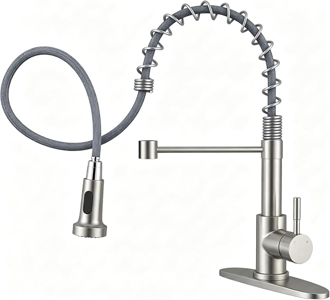 Hiqufet Kitchen Faucet with Pull Down Sprayer, High Arc Single Handle Kitchen Sink Faucet for Pot Filler, Single Hole Single Handle Stainless Steel Bar Sink Faucets