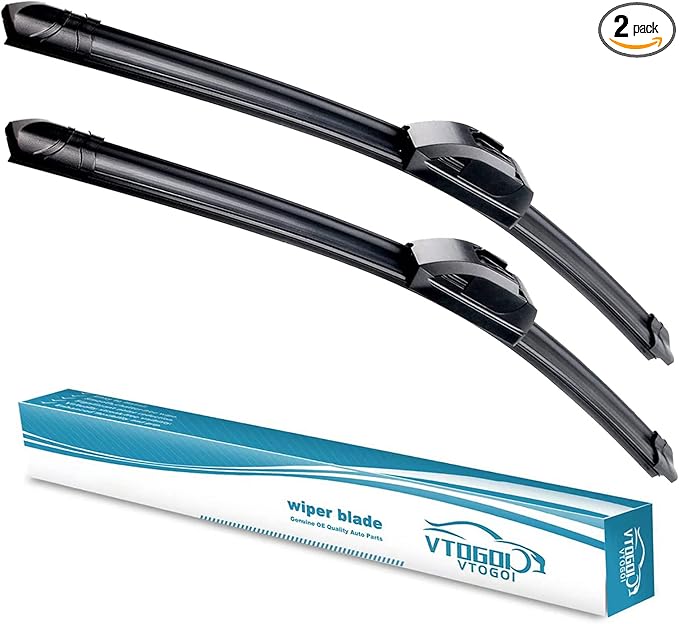 VTOGOI OEM Quality 17''+17'' Premium All-Season Auto Windshield Natural Rubber J-Hook Wiper Blades(Pack of 2)