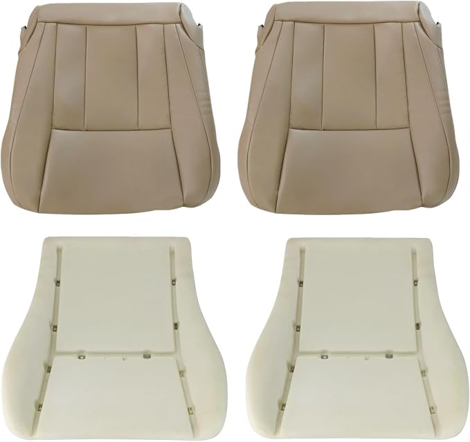 SecosAutoparts Driver & Passenger Side Bottom Microfiber Leather Seat Cover & Foam Cushion Compatible with Toyota 4Runner 1996 1997 1998 2000 2001 2002 Oak Tan