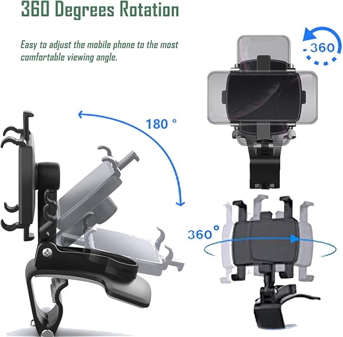 YAOKEEP Universal Car Phone Holder Mount,360 Degrees Rotation Dashboard Phone Holder [Upgrade Clip Never Fall],car Phone Mount for iPhone,Samsung,Google,Nokia,and 4 to 7" Smartphones