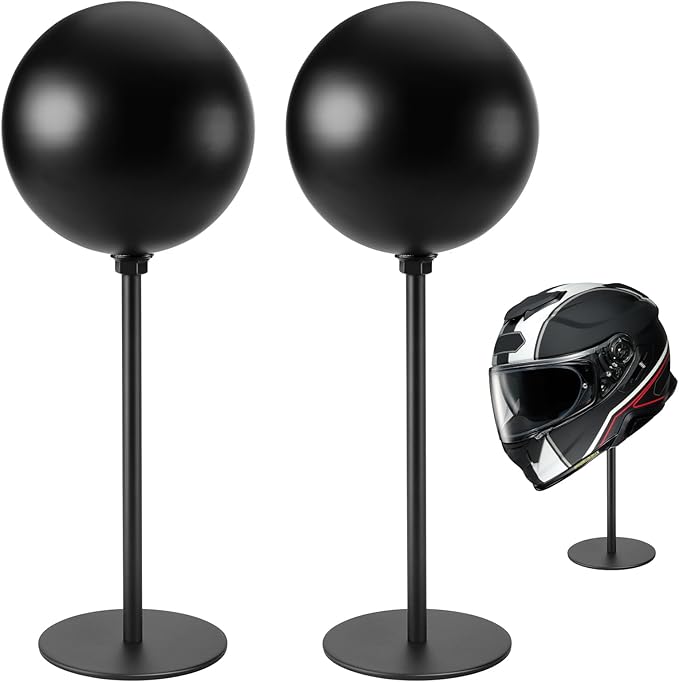 PAHTTO Motorcycle Helmet Stand 2 Packs, Desktop Helmet Display Holder with Stable Base for Helmets, Caps, Hats, Wigs, Motorcycle Helmet Accessories