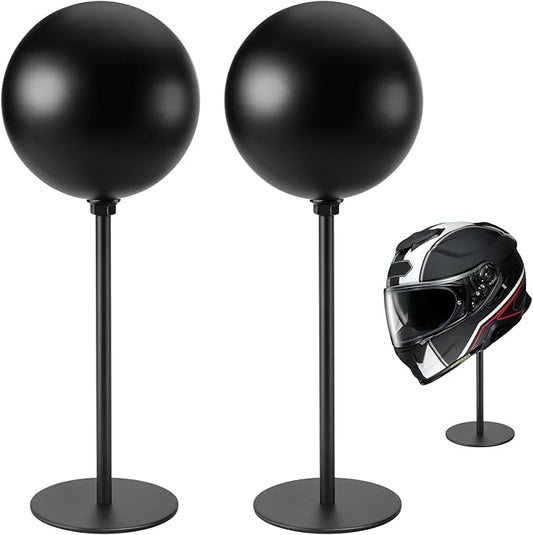 PAHTTO Motorcycle Helmet Stand 2 Packs, Desktop Helmet Display Holder with Stable Base for Helmets, Caps, Hats, Wigs, Motorcycle Helmet Accessories