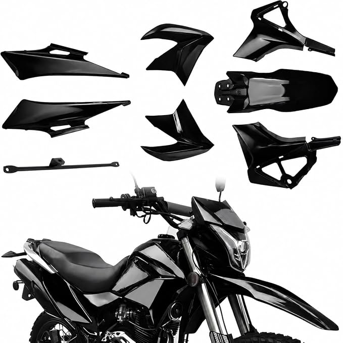 Hawk 250 Plastics Fairing Kit (All Years) - Premium PP Dirt Bike Bodywork Replacement with Fenders & Tank Guards - OEM Fitment Black
