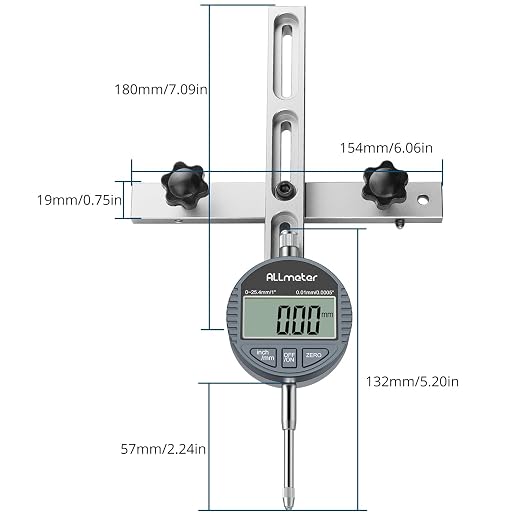 Digital Table Saw Gauge with Dial Indicator 0-1 Inch Range,CNC Machined Aluminum Bar for Fence Alignment on Table Saws Bandsaws (Fits 3/4" or 19mm Groove Width)