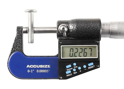 Accusize Industrial Tools 0-1''/0-25 mm by 0.00005''/0.001 mm 7-Key Electronic Digital Micrometer, Water Proof, Ac21-1022