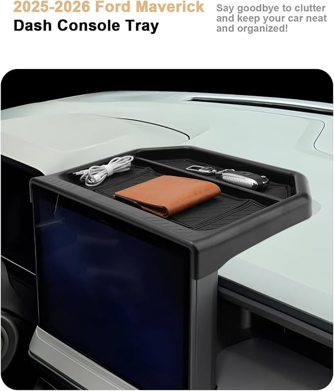 2026 Maverick Dash Console Organizer - Upgrade Behind Screen Organizer with Flip-Top For 2025-2026 Ford Maverick(XL/XLT/Lobo/Lariat/Tremor) Accessories Dashboard Storage Behind 13.2-Inch Touchscreen
