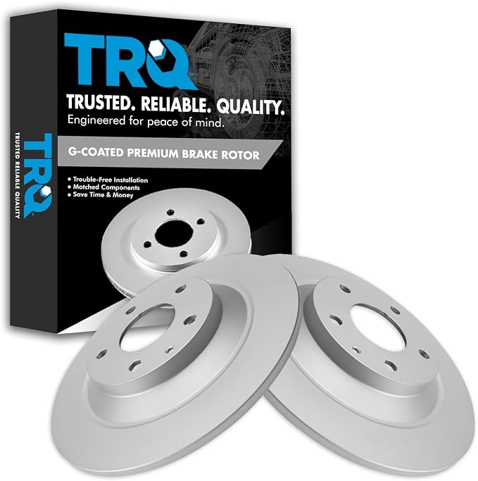 TRQ Rear Brake Rotor Set Solid G Coated Compatible with 2013-2024 Mazda CX-5 2020-2024 CX-30 2022-2023 MX-30 EV
