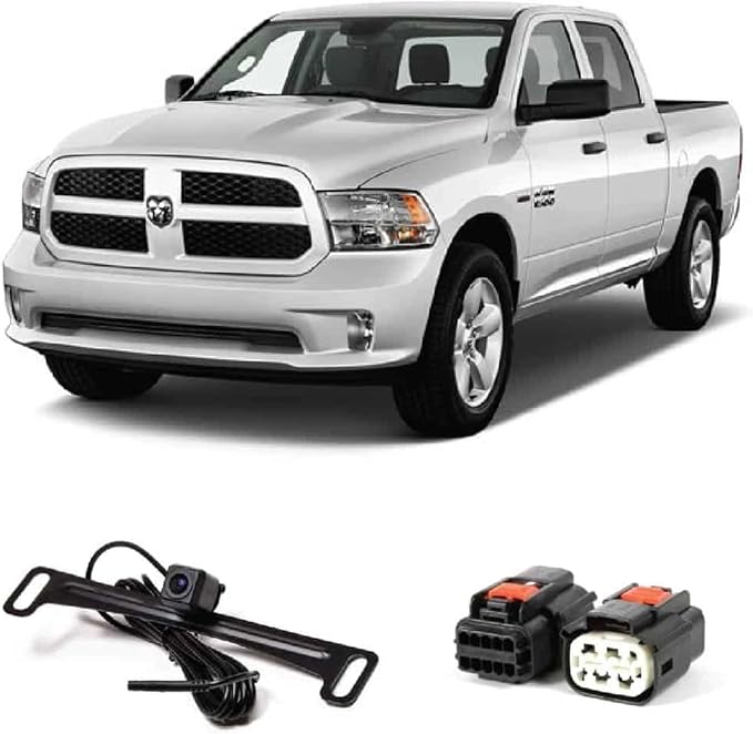 Brandmotion 9002-7453 Dual Mount License Plate Backup Camera with Factory Tailgate Harness For 2017-Current RAM Trucks, Plug & Play Factory Tailgate Harness Connectors