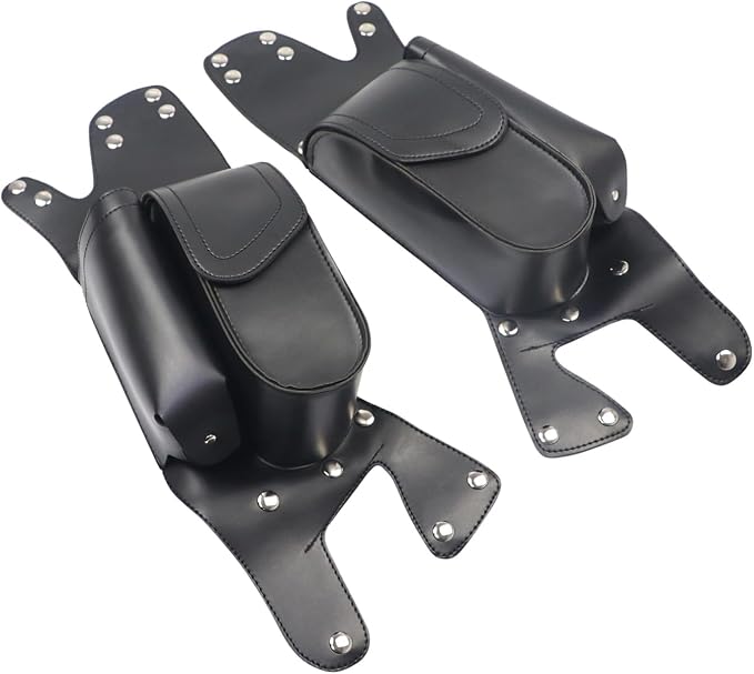 Motorcycle PU Leather Left Right Side Saddlebag Guard Bag with Water Drink Bottle Holder For Harley Touring Electra Street Tri Glide Road King Glide 1983-2023